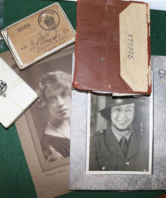 WWII medal group to Edna F. H. Skeggs ATS, inc Territorial Efficiency, War & Defence, with two badges, service book & photographs